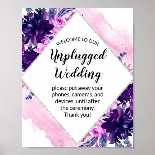 Enchanted Floral Unplugged Wedding Welcome Sign