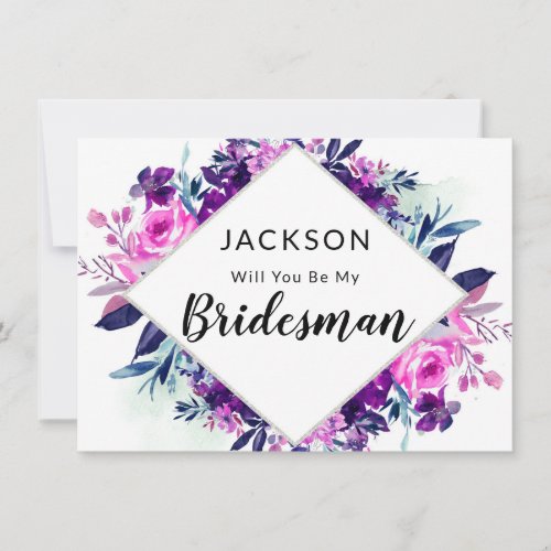 Enchanted Floral Violet Bridesman Proposal Card
