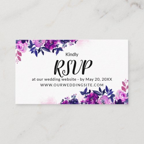Enchanted Floral Violet Silver RSVP Reply Website Enclosure Card