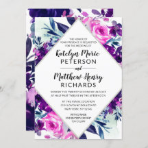 Enchanted Floral Violet Watercolor Diamond Wedding