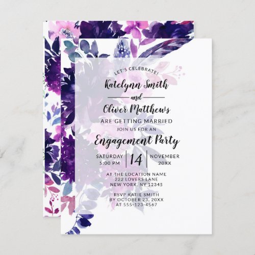 Enchanted Floral Watercolor Engagement Party Invitation