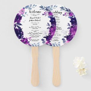 Enchanted Floral Wreath Wedding Ceremony Program Hand Fan