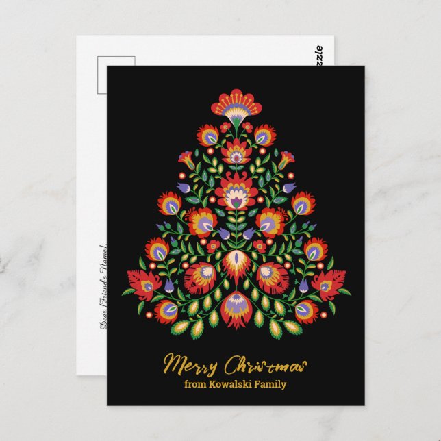 Enchanted Florals: A Folklore-Inspired Christmas Postcard (Front/Back)