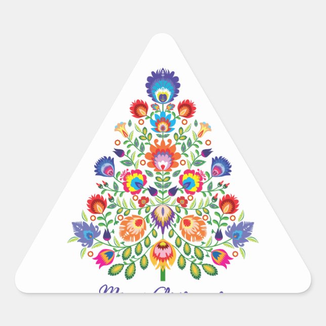 Enchanted Florals: A Yuletide Tapestry of Folklore Triangle Sticker (Front)