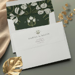 Enchanted Florals Art Nouveau Wedding Envelope<br><div class="desc">Present your wedding invitations in an envelope that is just as detailed and beautiful as the cards within. This Art Nouveau Wedding Envelope Set features an elegant floral design on the interior flap, with white flowers and sage green accents against a forest green background, mirroring the invitation's design for a...</div>