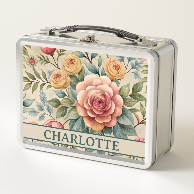 Enchanted Florals Metal Lunch Box (Front)