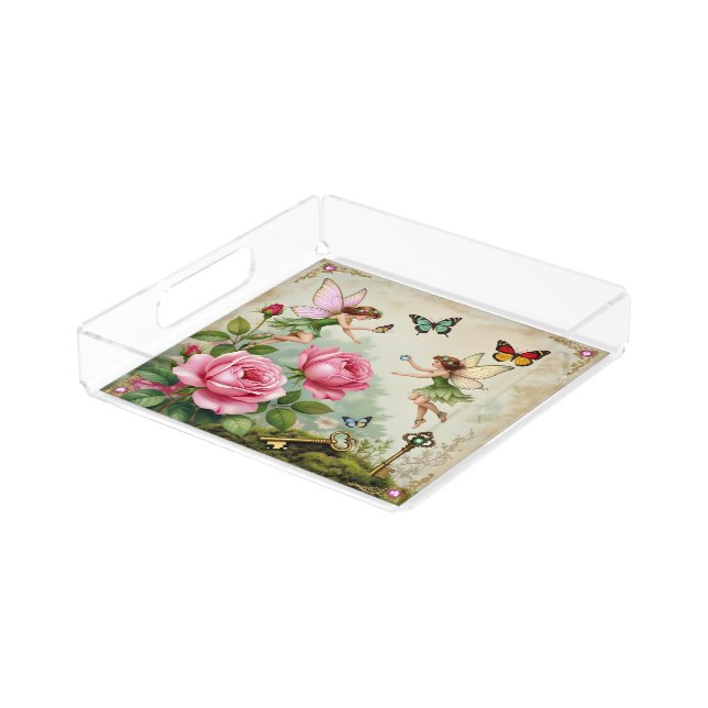 Enchanted Flroral Fairies Garden Acrylic Tray (Angled)