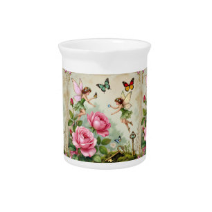 Enchanted Flroral Fairies Garden Beverage Pitcher