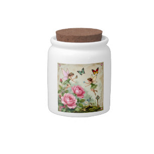 Enchanted Flroral Fairies Garden Candy Jar