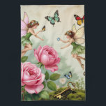 Enchanted Flroral Fairies Garden Kitchen Towel<br><div class="desc">Enchanted garden with fairies with roses,  butterflies,  crystals and keys in vintage style design.</div>