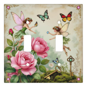 Enchanted Flroral Fairies Garden Light Switch Cover
