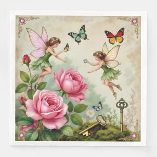 Enchanted Flroral Fairies Garden Paper Dinner Napkins