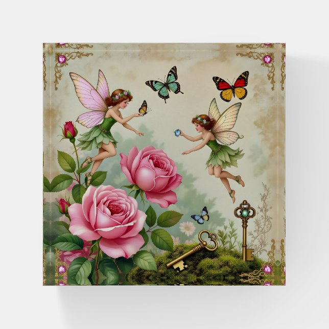 Enchanted Flroral Fairies Garden Paperweight (Front)