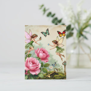 Enchanted Flroral Fairies Garden Postcard