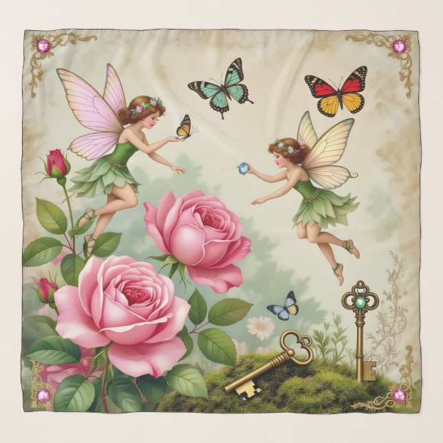 Enchanted Flroral Fairies Garden Scarf (Front)