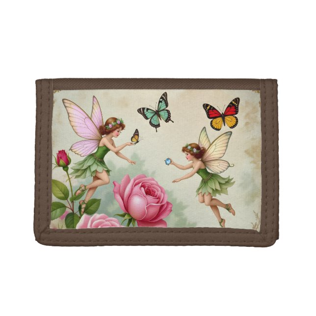 Enchanted Flroral Fairies Garden Trifold Wallet (Front)