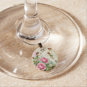 Enchanted Flroral Fairies Garden Wine Charm