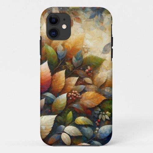 Enchanted Foliage Luxe Oil Painting Leaf  iPhone 11 Case