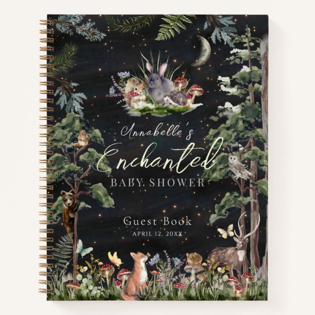 Enchanted Forest Animals Baby Shower Guest Book (Front)