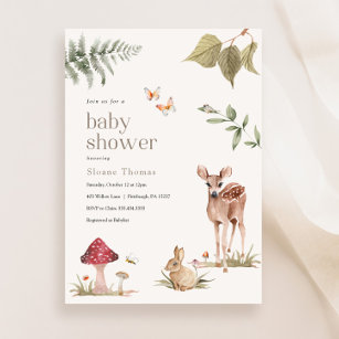 Enchanted Forest Animals Baby Shower  Invitation
