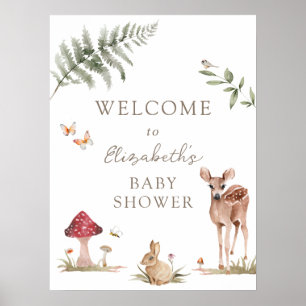 Enchanted Forest Animals Baby Shower Welcome Poster