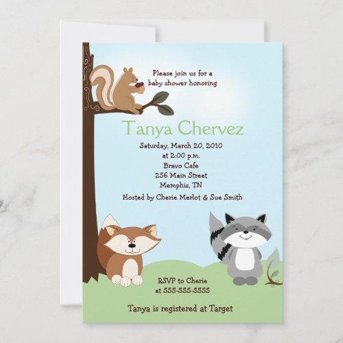 Enchanted Forest Animals Woodland Baby Shower 5x7 Custom Invite