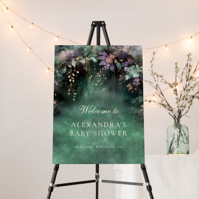 Enchanted Forest Arch Baby Shower Welcome Sign (In Situ (Stand))