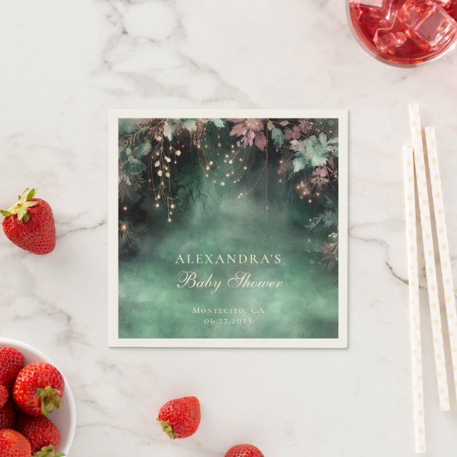 Enchanted Forest Arch Baby Shower Welcome Sign Napkins (Insitu)