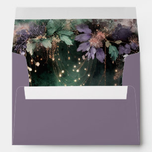Enchanted Forest Arch Gold Lavender Quinceanera Envelope