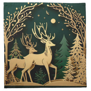 Enchanted Forest Arch – Golden Reindeer Cloth Napkin