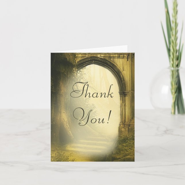 Enchanted Forest Arch Wedding Thank You Card (Front)