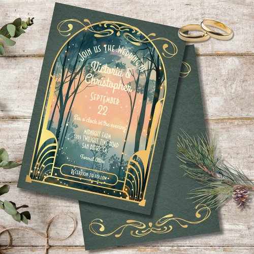 Enchanted Forest Art Nouveau Wedding Invitation