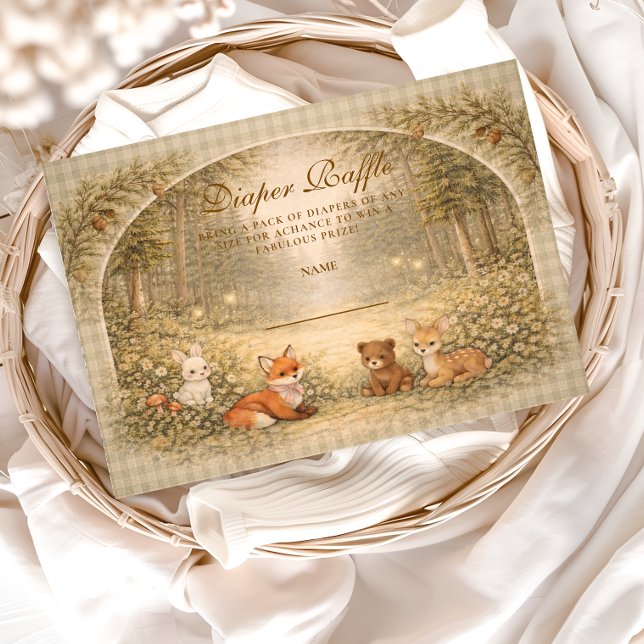 Enchanted Forest Baby Animals Diapper Raffle Enclosure Card (Creator Uploaded)