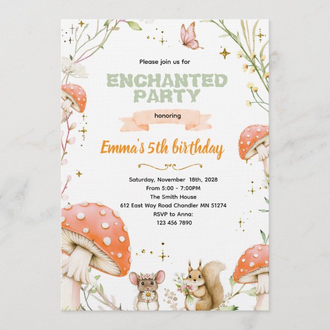 Enchanted Forest Birthday Invitation (Front)