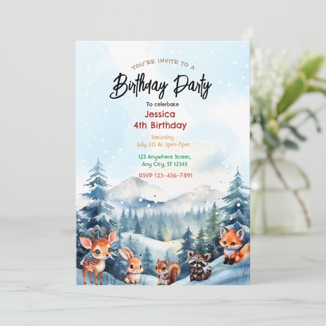 Enchanted Forest Birthday Invitation (Standing Front)