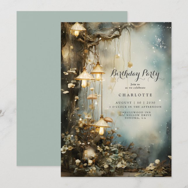 Enchanted Forest Birthday Party Invitation (Front/Back)