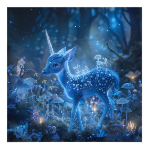 Enchanted Forest Blue Fawnicorn 1 Photo Print