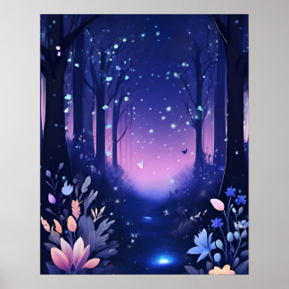 Enchanted Forest BLUE PURPLE THEME Poster