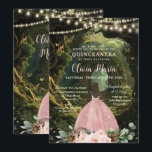 Enchanted Forest Blush Floral Quinceañera Sweet 16 Invitation<br><div class="desc">Personalize this enchanting Quinceañera / Sweet 16 birthday invitation easily and quickly. Simply click the Edit Using Design Tools button to further edit the text, change font styles and font colors. Featuring a girl dressed in a rose gold / blush dress, blush pink flowers and an enchanted forest background. The...</div>