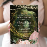 Enchanted Forest Blush Floral Quinceañera Sweet 16 Invitation<br><div class="desc">Personalize this enchanting Quinceañera / Sweet 16 birthday invitation easily and quickly. Simply click the Edit Using Design Tools button to further edit the text, change font styles and font colors. Featuring a girl dressed in a rose gold / blush dress, blush pink flowers and an enchanted forest background. The...</div>