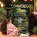 Enchanted Forest Blush Floral Quinceañera Sweet 16 Invitation<br><div class="desc">Personalize this enchanting Quinceañera / Sweet 16 birthday invitation easily and quickly. Simply click the Edit Using Design Tools button to further edit the text, change font styles and font colors. Featuring a girl dressed in a beautiful blush pink dress, blush pink flowers and an enchanted forest background. The butterflies,...</div>