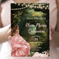Enchanted Forest Blush Floral Quinceañera Sweet 16