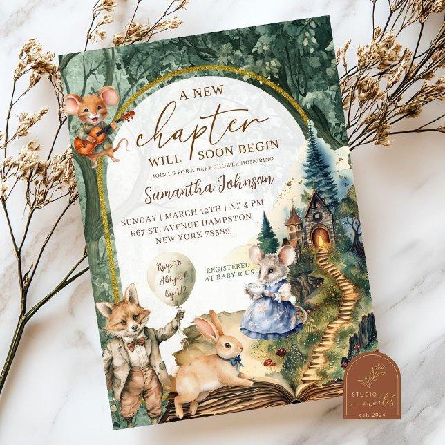 Enchanted Forest Book Fairytale Baby Shower Invitation (Creator Uploaded)