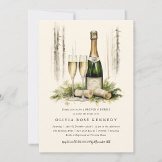 Enchanted Forest Brunch and Bubbly Bridal Shower Invitation