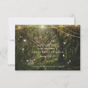 Enchanted Forest Butterflies Lights Save The Date
