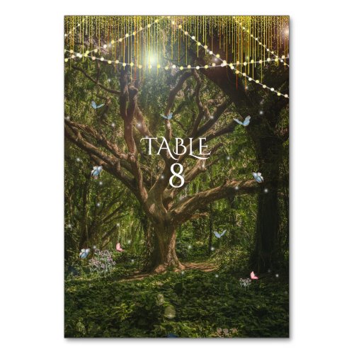 Enchanted Forest Butterflies Pin Flowers Lights Table Number