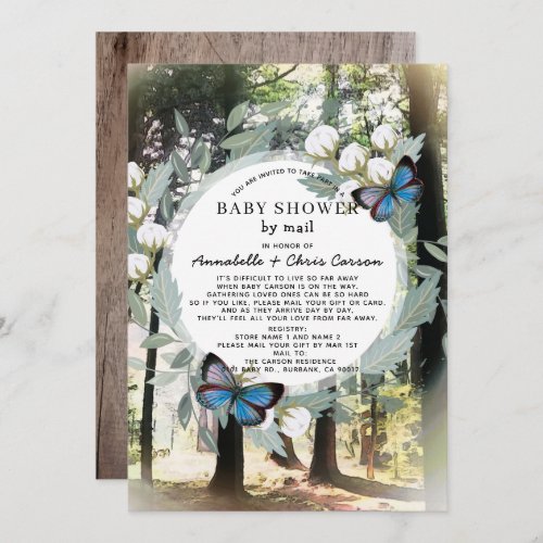 Enchanted Forest Butterfly Baby Shower by Mail Invitation