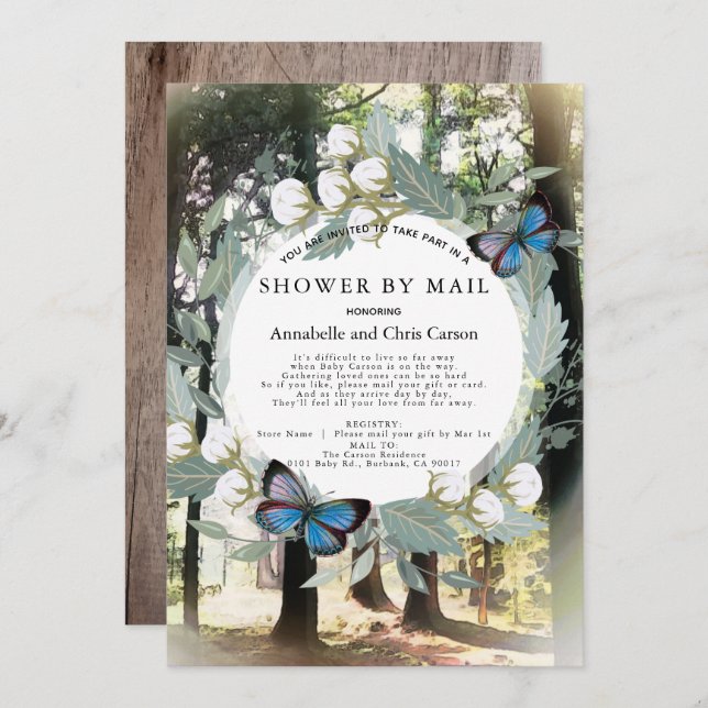 Enchanted Forest Butterfly Baby Shower by Mail Invitation (Front/Back)
