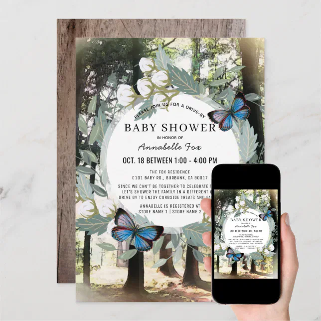 Enchanted Forest Butterfly Driveby Baby Shower Invitation Zazzle