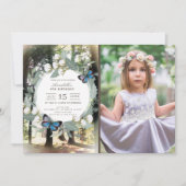 Enchanted Forest Butterfly Photo Girl Birthday Invitation (Front)